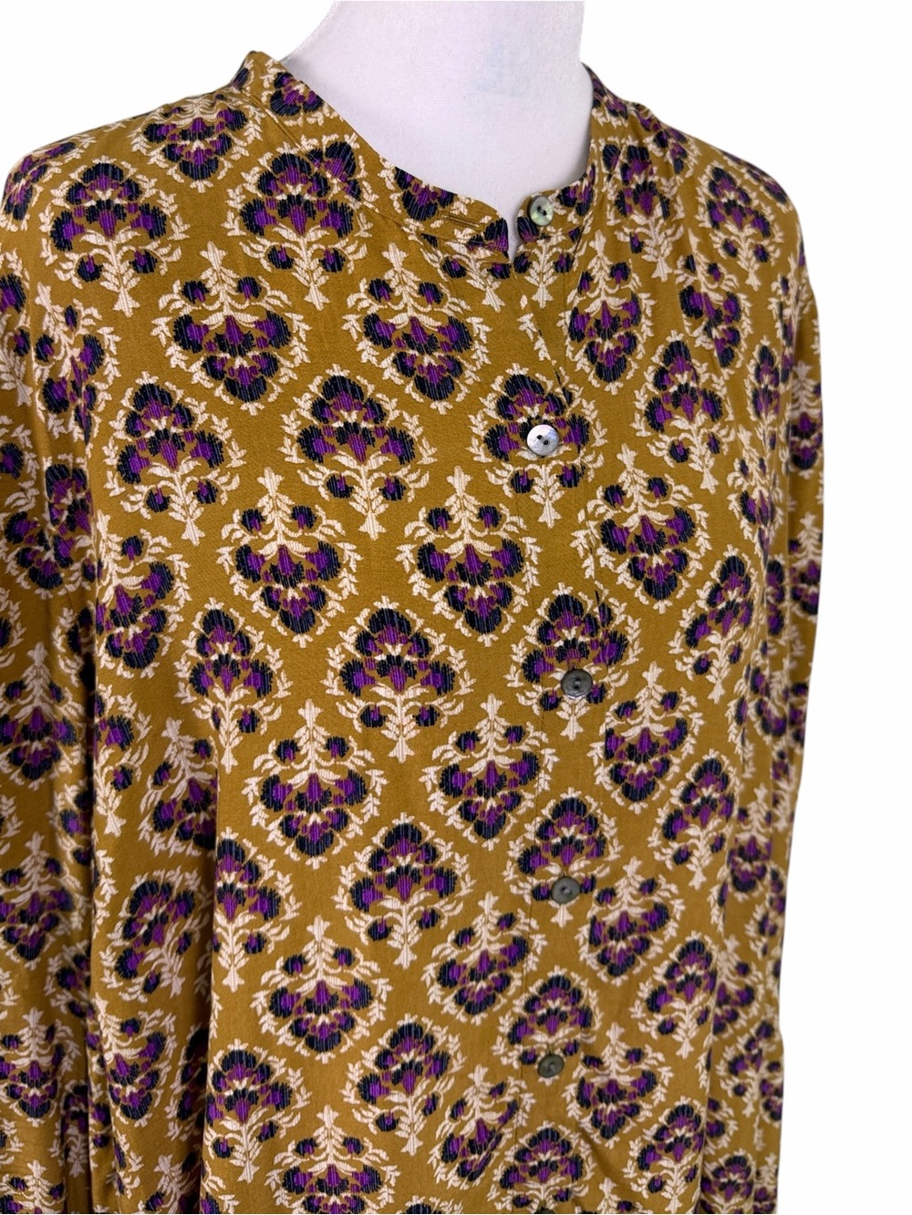 J.Jill Mustard Purple Floral Rayon Button Tunic Estimated XL - Picture 4 of 12